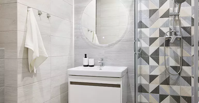 Modern Small Bathroom Walk-In Shower Remodel in Stamford